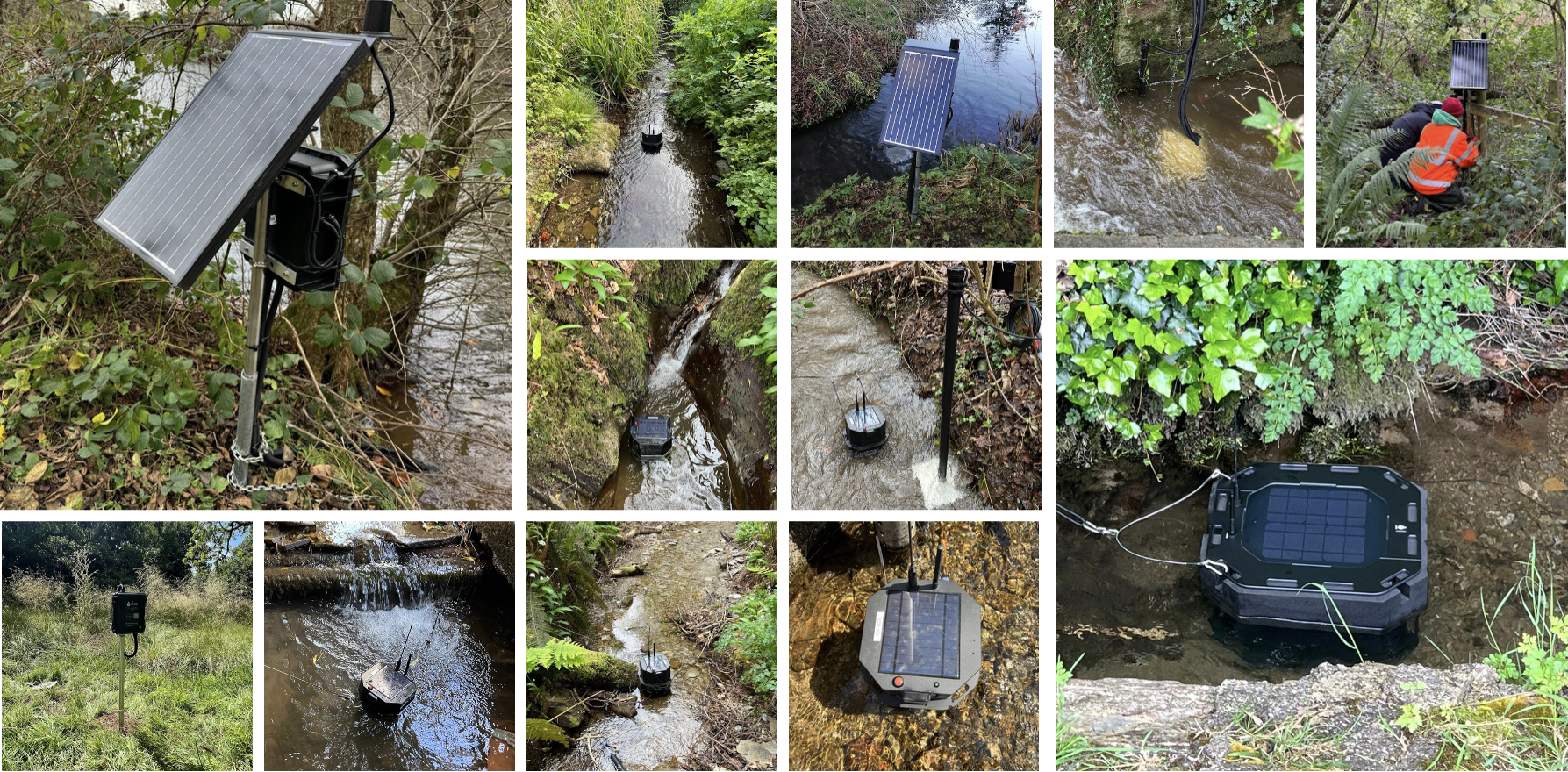 Photo montage of various WATR units installed in bodies of water